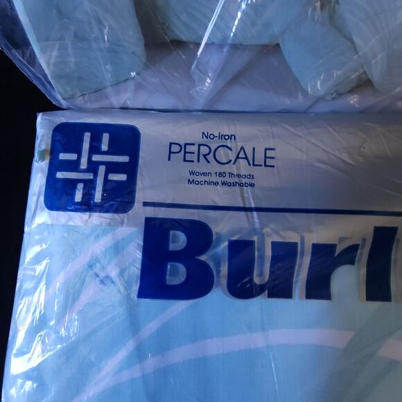 Vintage Burlington No-Iron Percale Floral Twin Sheet 4 Pcs Set Tropical Green - Picture 4 of 10